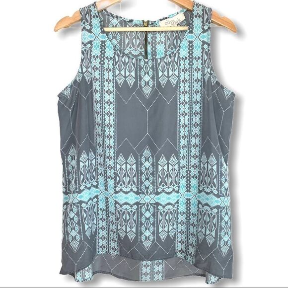 Olive & Oak Aztec Flowy Turquoise Tank Top - Picture 1 of 8